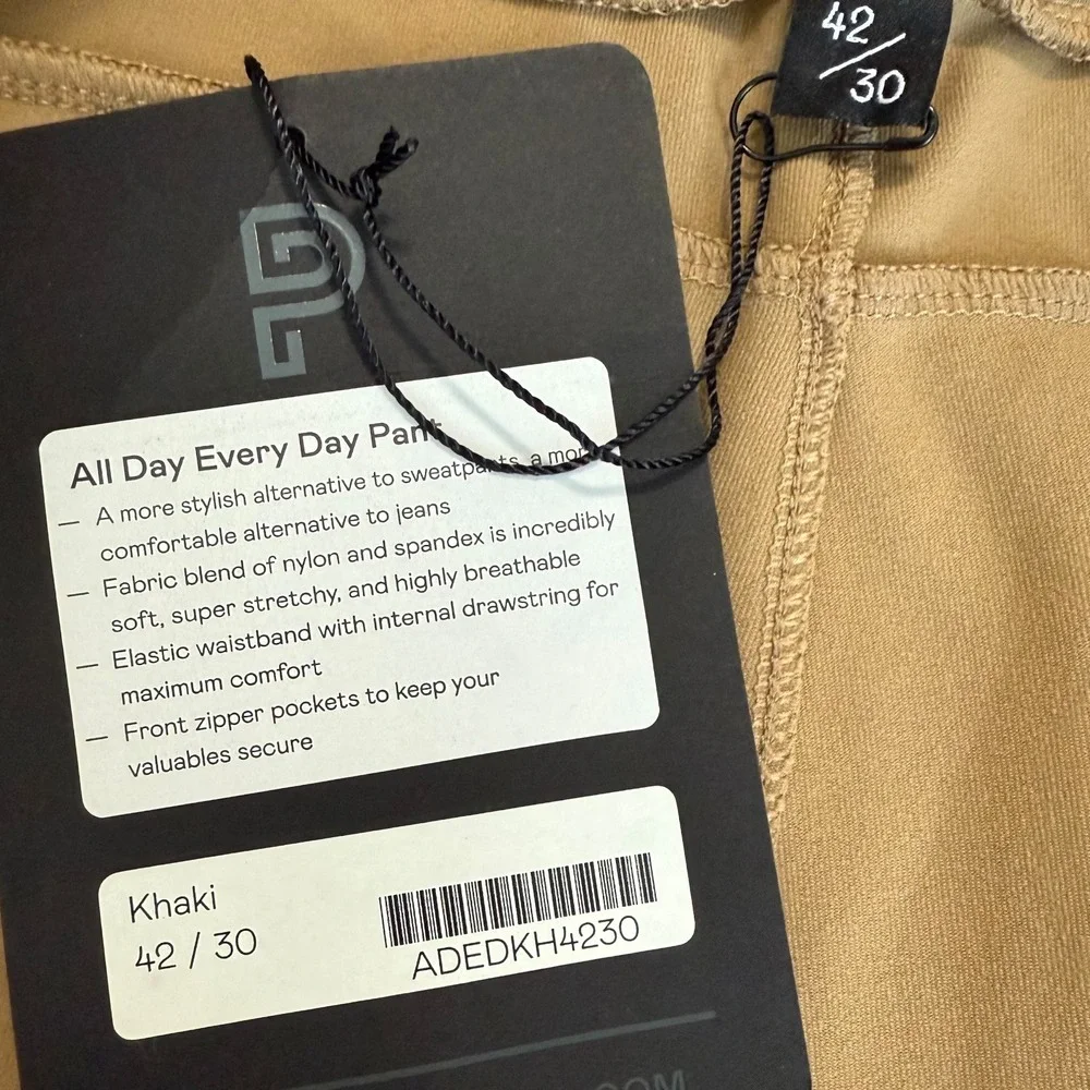 Public‎ Rec NWT All Day Every Day Pant Men's 42/30 Tan Nylon Spandex Stretchy